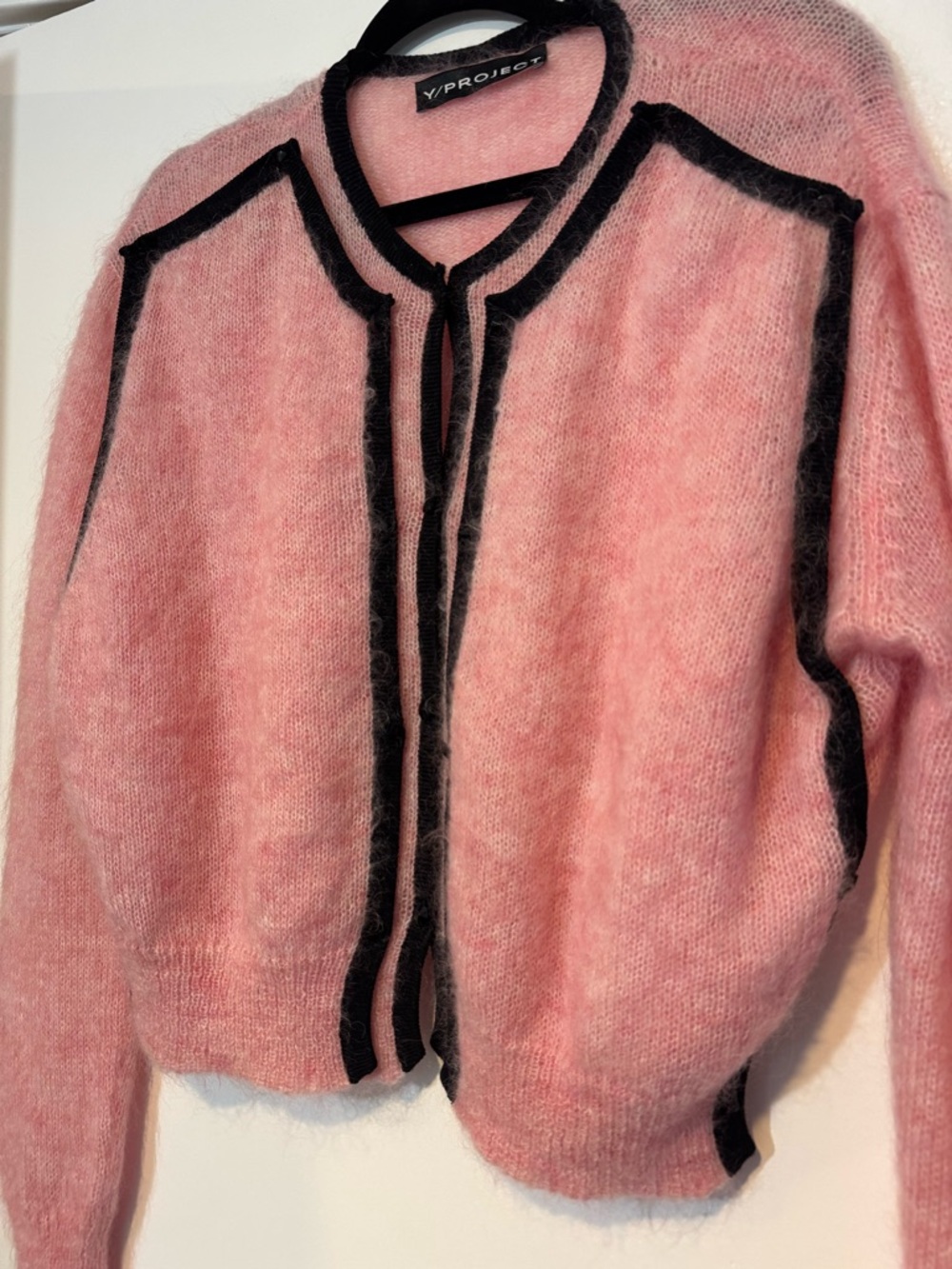 Y/Project Pink & Black Panelled Mohair Cardigan - Made in Italy - Picture 3 of 8